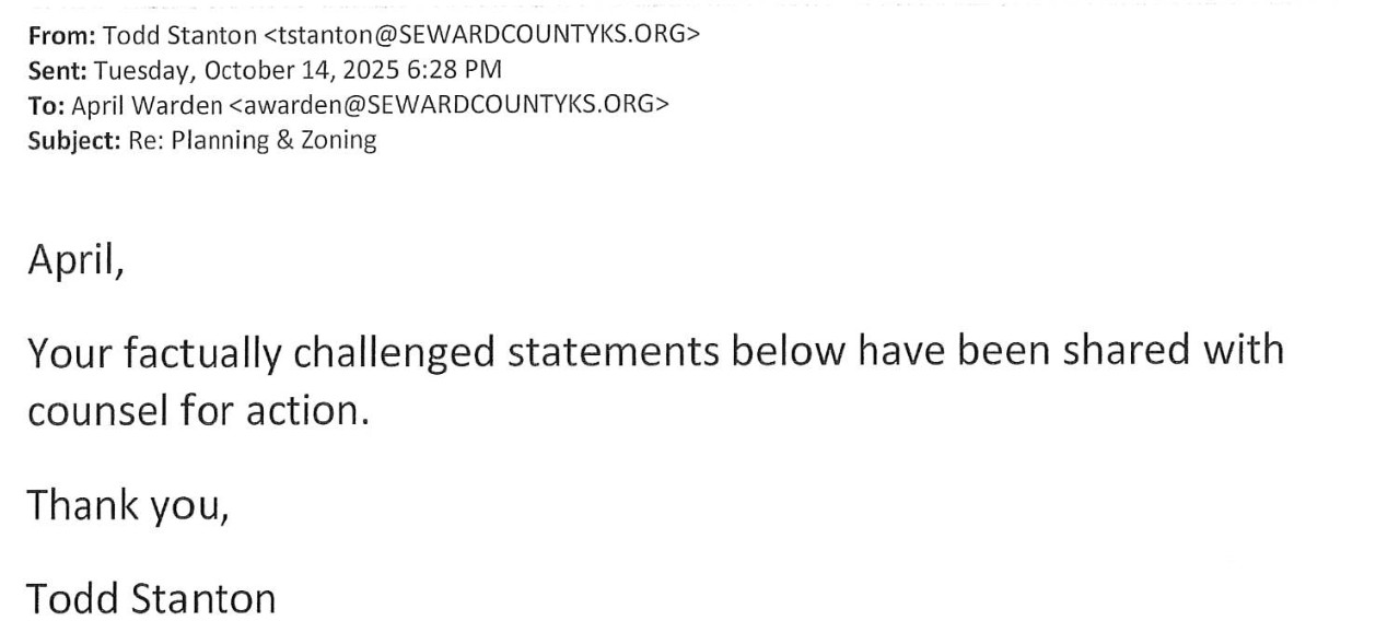 His reply, sent from his county email account