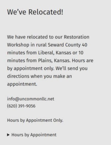 uncommonllc.net, Contact/Hours page
